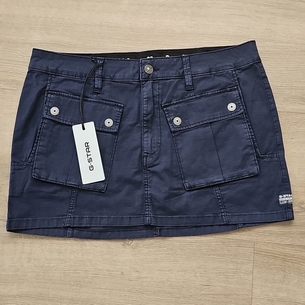 G-Star Mini Cargo Skirt Dark Blue Size 28 - Picture 5 of 8
